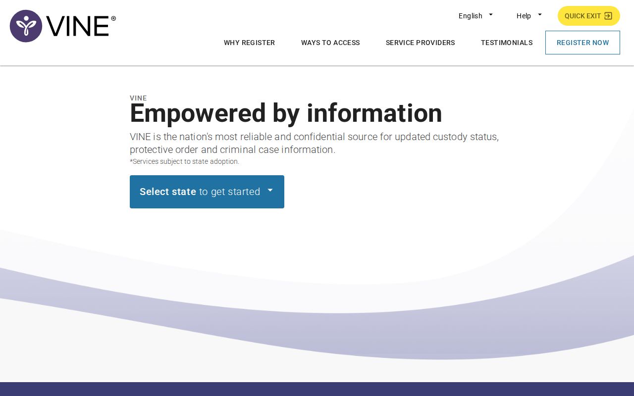 VINELink landing screen for a Decatur County custody check